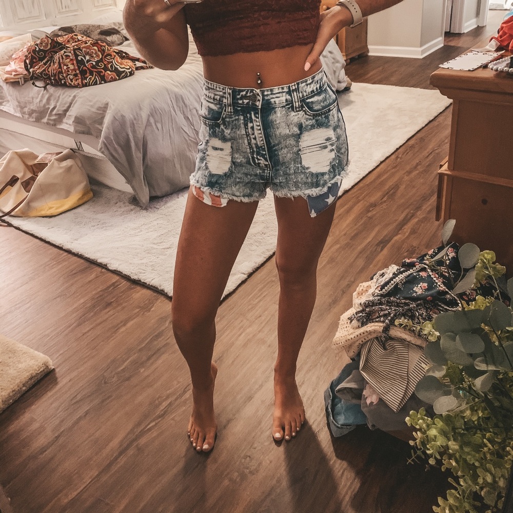 High waisted jean shorts